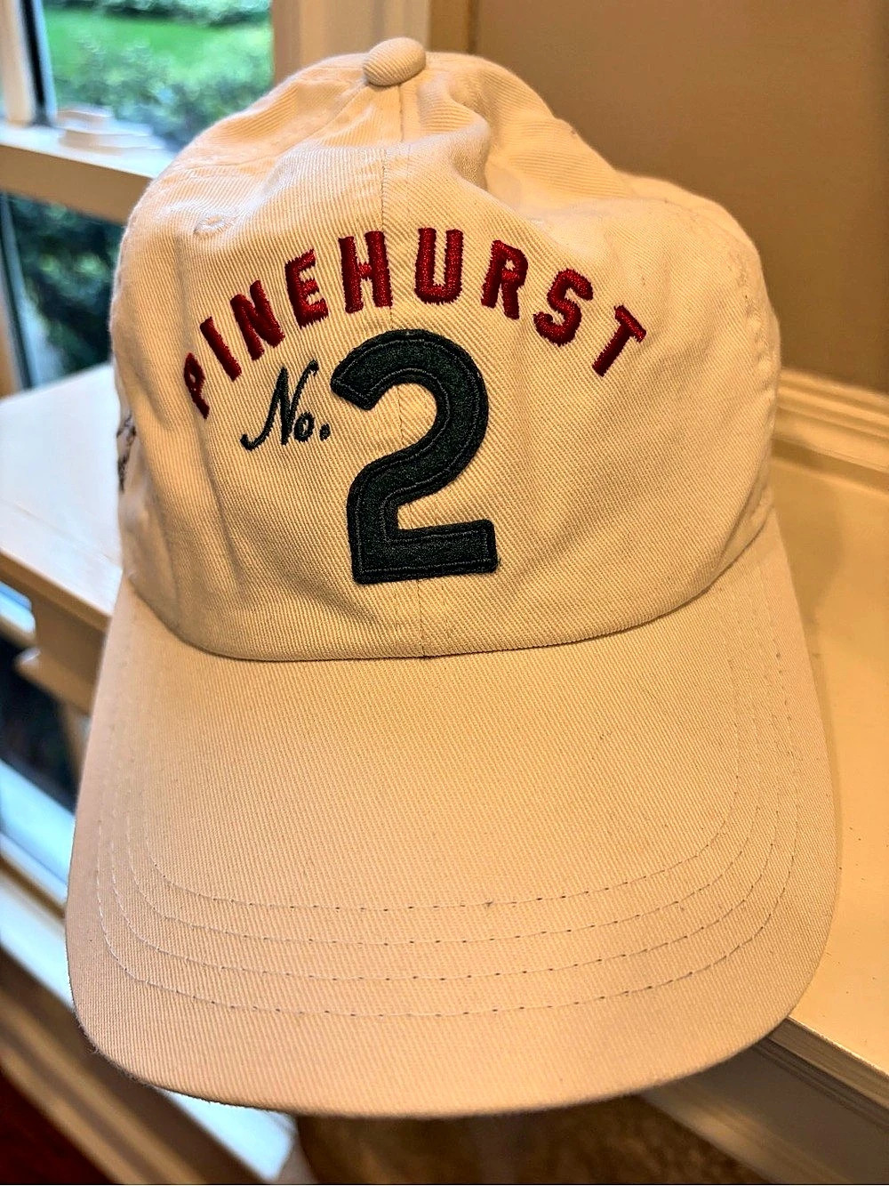Pinehurst No.2 Collection Extreme Fit Embroidered Golf Cap in Cream & Green